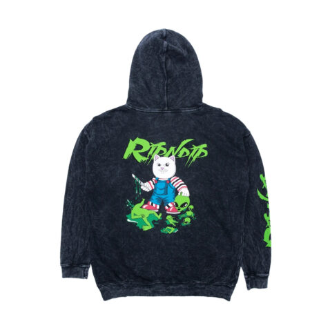 Ripndip Childs Play Away Pull Over Hooded Sweatshirt Black Mineral Wash Rear