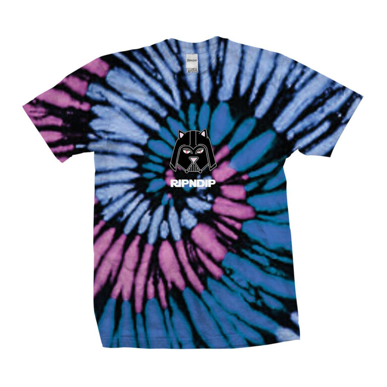 Ripndip Far Far Away Short Sleeve T-Shirt Black-Pink-Blue Spiral Tie Dye Front Ripndip Far Far Away Short Sleeve T-Shirt Black-Pink-Blue Spiral Tie Dye Front