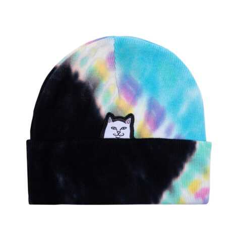 Ripndip Lord Nermal Beanie Black Rainbow Tie Dye