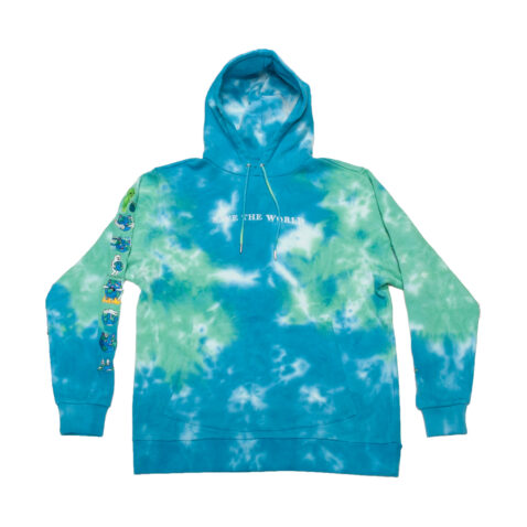 Ripndip Save The World Pull Over Hooded Sweatshirt Aqua Green Tie Dye Front