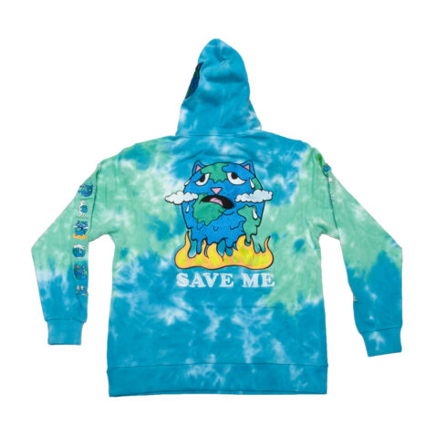 Ripndip Save The World Pull Over Hooded Sweatshirt Aqua Green Tie Dye Rear