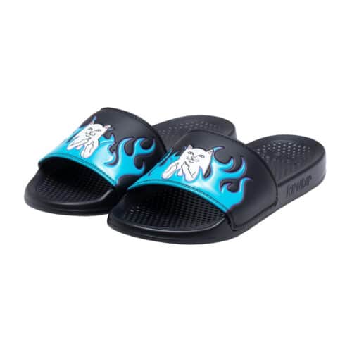 Ripndip Welcome to Heck Slides Black-Blue Front Right