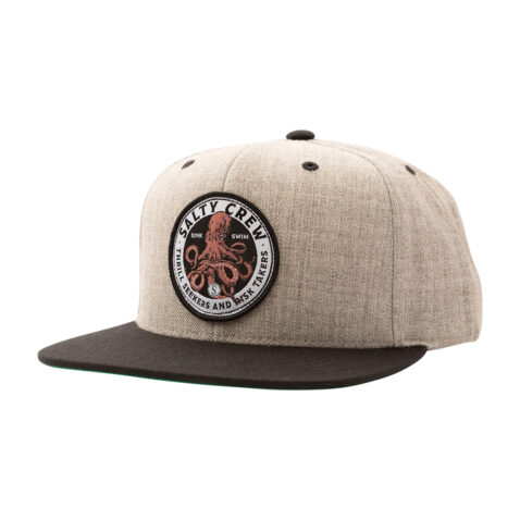 Salty Crew Deep Reach 6 Panel Snapback Hat Oatmeal Black Front Right