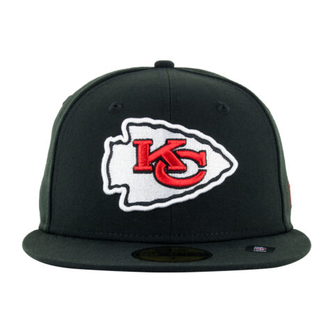 New Era 59Fifty Kansas City Chiefs Black Red White Fitted Hat Front