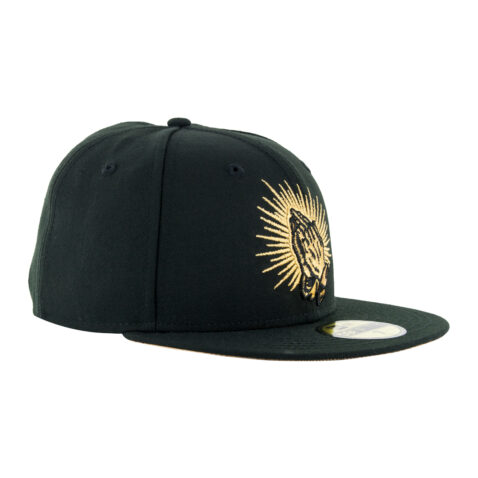 New Era 59Fifty Praying Hands Black Metallic Gold Fitted Hat Front Left