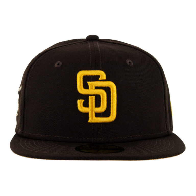 New Era 59Fifty San Diego Padres El Ministro Brown Gold Fitted Hat Front New Era 59Fifty San Diego Padres El Ministro Brown Gold Fitted Hat Front