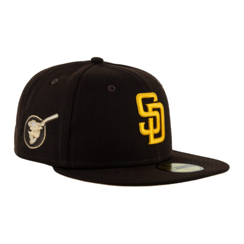 New Era 59Fifty San Diego Padres El Ministro Brown Gold Fitted Hat Front Left