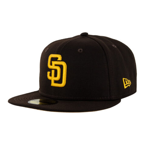 New Era 59Fifty San Diego Padres El Ministro Brown Gold Fitted Hat Front Right