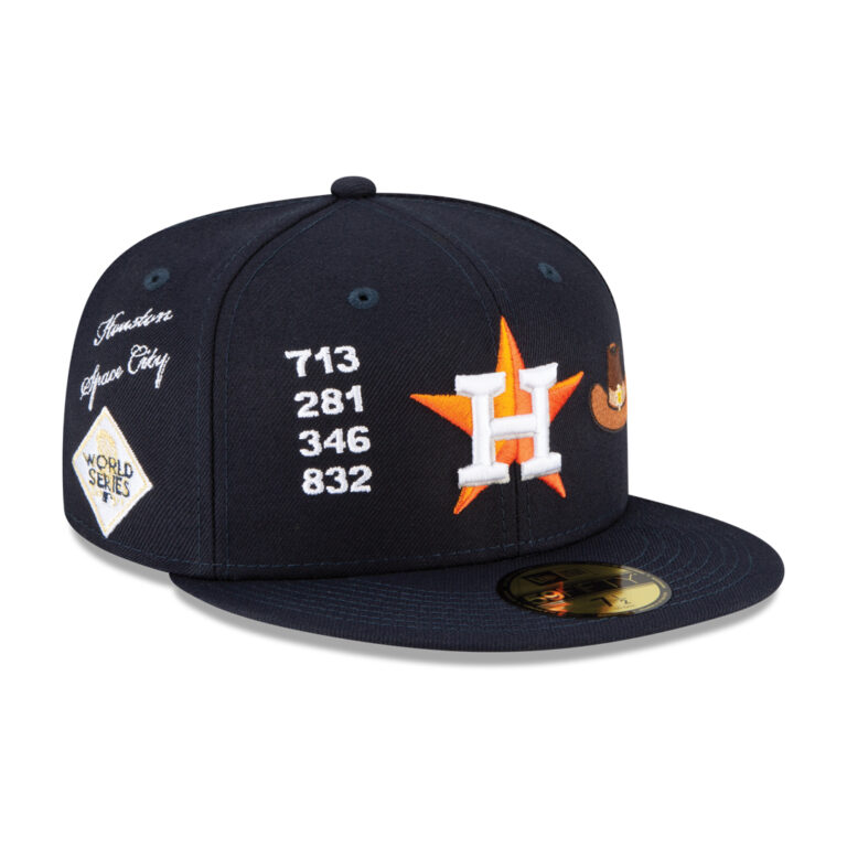 New Era 59FIfty Houston Astros Local Fitted Hat Dark Navy Front Left New Era 59FIfty Houston Astros Local Fitted Hat Dark Navy Front Left