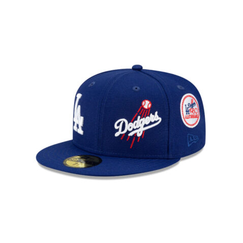 New Era 59Fifty Los Angeles Dodgers Patch Pride Fitted Hat Dark Royal Blue Front Right