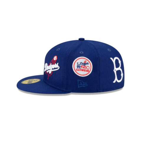 New Era 59Fifty Los Angeles Dodgers Patch Pride Fitted Hat Dark Royal Blue Left