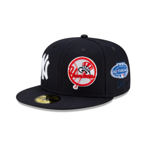 New Era 59Fifty New York Yankees Patch Pride Fitted Hat Dark Navy Front Right
