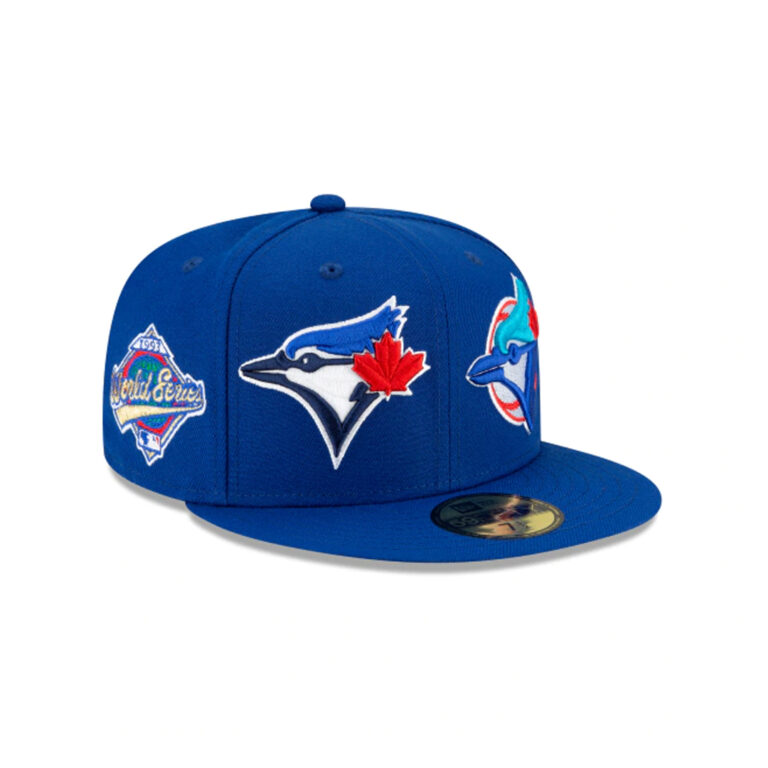 New Era 59Fifty Toronto Blue Jays Patch Pride Fitted Hat Royal Blue Front Left New Era 59Fifty Toronto Blue Jays Patch Pride Fitted Hat Royal Blue Front Left