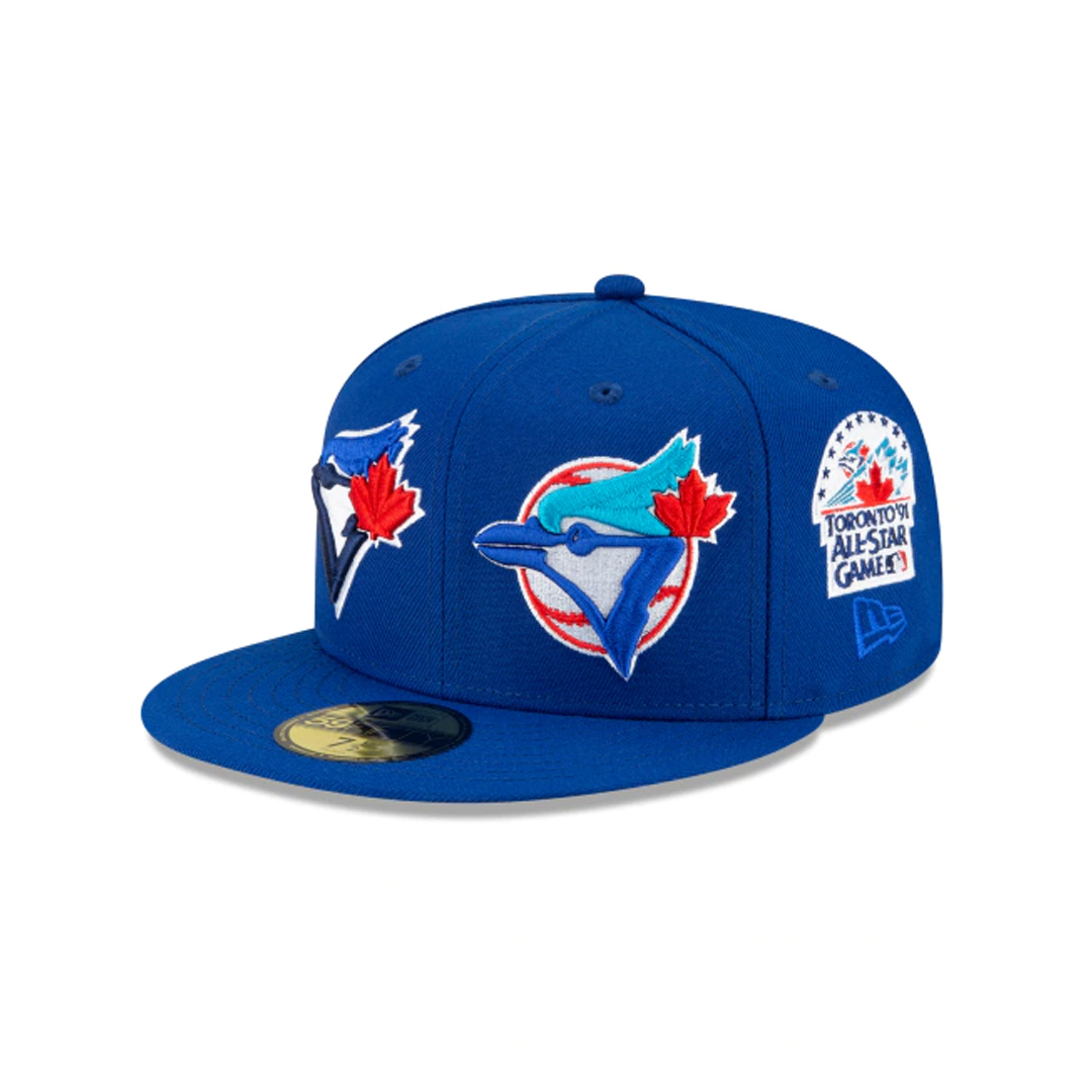 blue jays fitted hat with patch