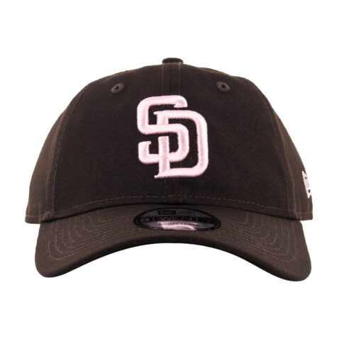 New Era 9Twenty San Diego Padres Strapback Hat Burnt Wood Brown Pink Front