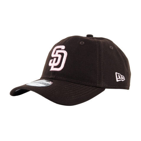 New Era 9Twenty San Diego Padres Strapback Hat Burnt Wood Brown Pink Front Right