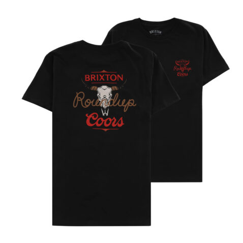 Brixton x Coors Roundup Short Sleeve Black Front and Back