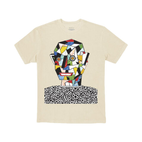 RVCA Matt Leines Facet Face T-Shirt Silver Bleach