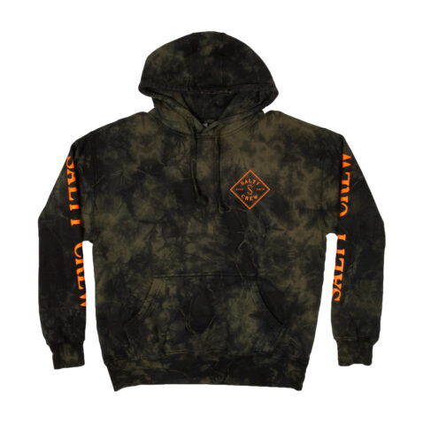 Salty Crew Tippet Tie Dye Pullover Hooded Sweatshirt Black Front