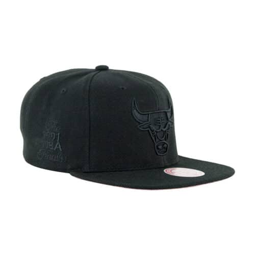 Mitchell Ness Chicago Bulls Pink Moon Snapback Hat Black Front Left