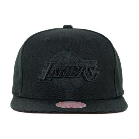 Mitchell Ness Los Angeles Lakers Pink Moon Snapback Hat Black Front