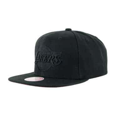 Mitchell Ness Los Angeles Lakers Pink Moon Snapback Hat Black Front Right
