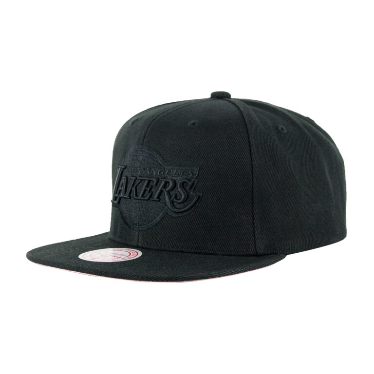 Mitchell Ness Los Angeles Lakers Pink Moon Snapback Hat Black Front Right Mitchell Ness Los Angeles Lakers Pink Moon Snapback Hat Black Front Right