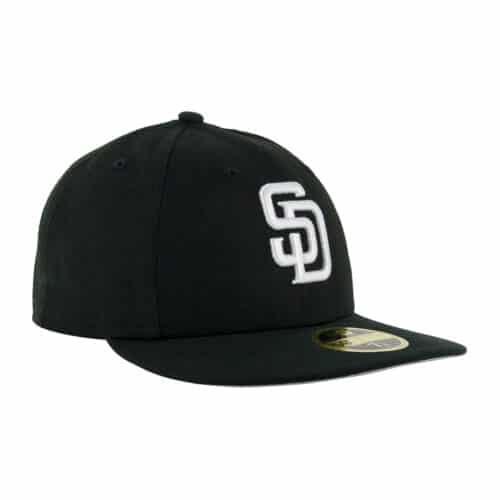 New Era 59Fifty San Diego Padres Low Profile Hat Black White Front Left