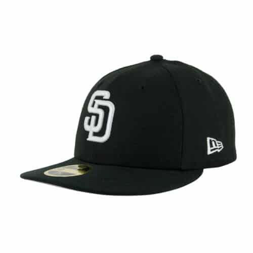 New Era 59Fifty San Diego Padres Low Profile Hat Black White Front Right
