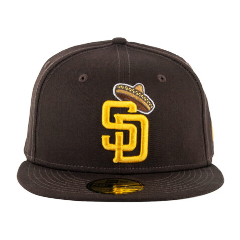 New Era 59Fifty San Diego Padres Sombrero Burnt Wood Brown Gold Fitted Hat Front