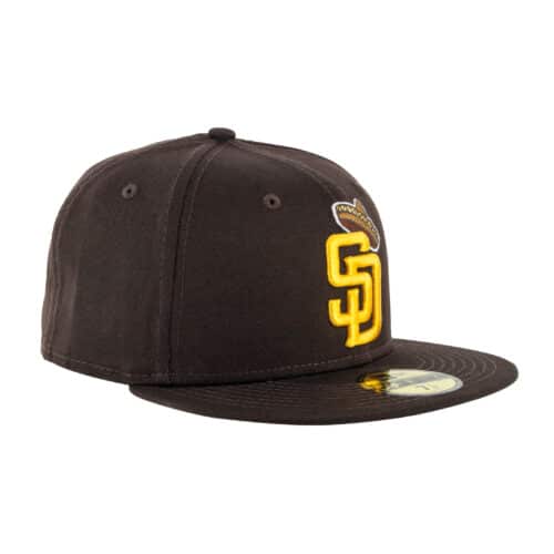 New Era 59Fifty San Diego Padres Sombrero Burnt Wood Brown Gold Fitted Hat Front Left