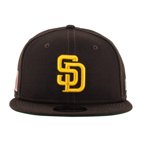 New Era 9Fifty San Diego Padres Mexico Burnt Wood Brown Gold Adjustable Snapback Hat Front