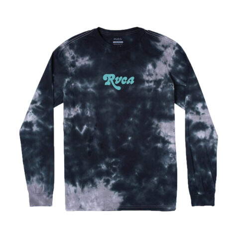 RVCA Vacay Long Sleeve T-Shirt Black Marble Tie Dye Front