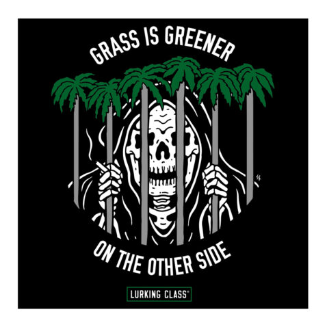 Lurking Class Grass Is Greener T-Shirt Black Logo Close Up