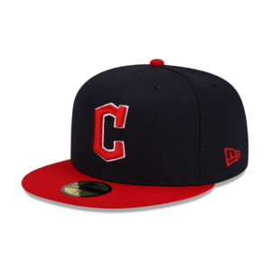 New Era 59Fifty Cleveland Guardians Home Fitted Hat Dark Navy Scarlet Red 1