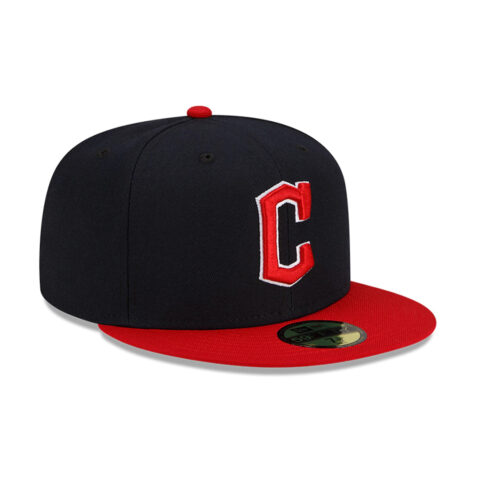 New Era 59Fifty Cleveland Guardians Home Fitted Hat Dark Navy Scarlet Red 3