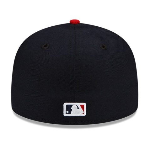 New Era 59Fifty Cleveland Guardians Home Fitted Hat Dark Navy Scarlet Red 4