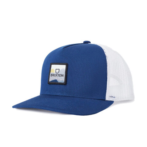 Brixton Alpha Block X C MP Mesh Snapback Hat Mountain Blue Left Front