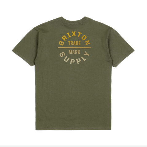 Brixton Oath V T-Shirt Military Olive Gradient Back