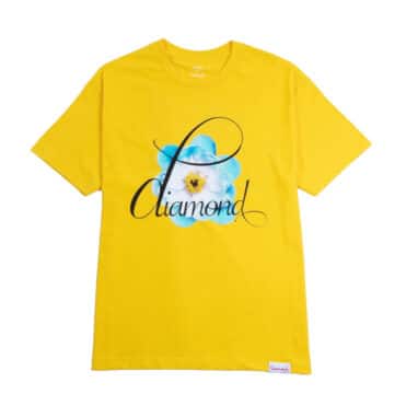 Diamond Flower Child Shor Sleeve T-Shirt Yellow Front