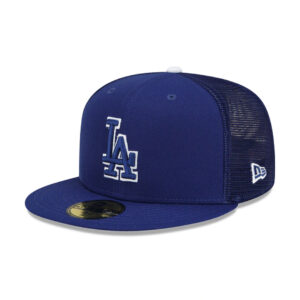New Era 59Fifty Los Angeles Dodgers Batting Practice Trucker Hat 2022 Dark Royal Blue
