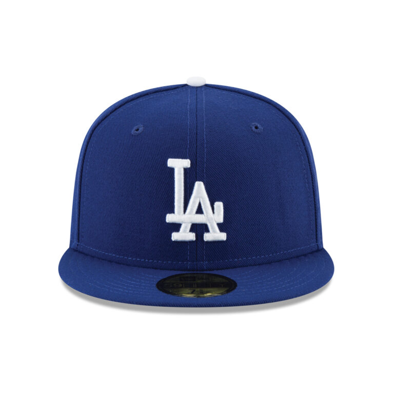 New Era 59Fifty Los Angeles Dodgers Jackie Robinson 42 Side Patch Fitted Hat Dark Royal Blue White Front New Era 59Fifty Los Angeles Dodgers Jackie Robinson 42 Side Patch Fitted Hat Dark Royal Blue White Front