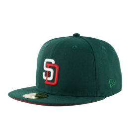 New Era x Billion Creation 59Fifty San Diego Padres Meridian Fitted Hat Dark Green White Scarlet Red
