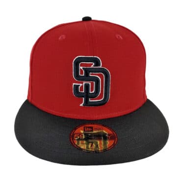 New Era 59Fifty San Diego Padres Two Tone Basic Scarlet Red White Black Fitted Hat Front
