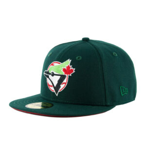 New Era 59Fifty Toronto Blue Jays Meridian Fitted Hat Dark Green White Scarlet Red