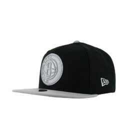 New Era 9Fifty Brooklyn Nets 2-Tone Snapback Hat Black Grey Front Left