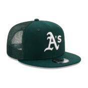 New Era 9Fifty CL Oakland Athletics Trucker Snapback Hat On Field Team Color Front Right