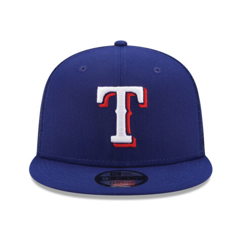New Era 9Fifty CL Texas Rangers Trucker Snapback Hat On Field Team Color Front