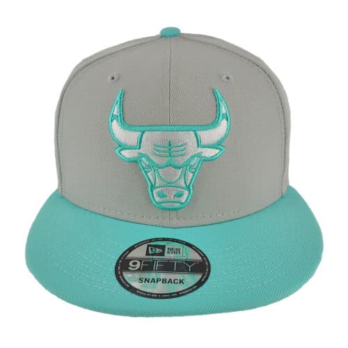 New Era 9Fifty Chicago Bulls Two Tone Color Pack Snapback Hat Grey Aqua Front