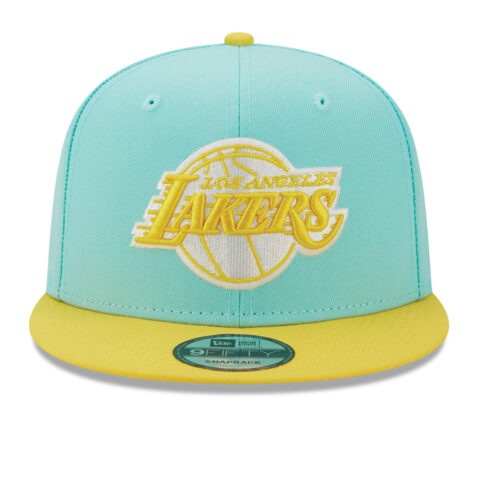 New Era 9Fifty Los Angeles Lakers Two Tone Color Pack Snapback Hat Aqua Yellow Front